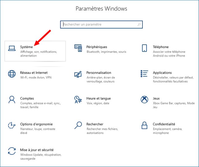 Sélectionner Système