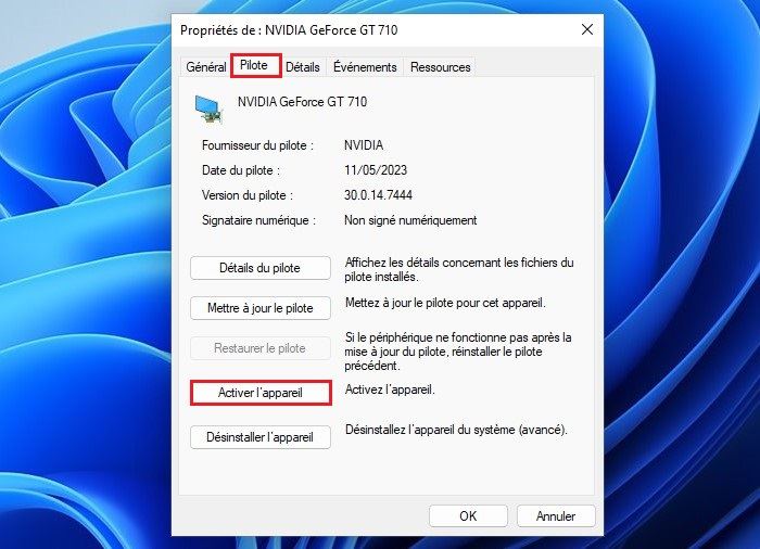 Activer la carte graphique sous Windows