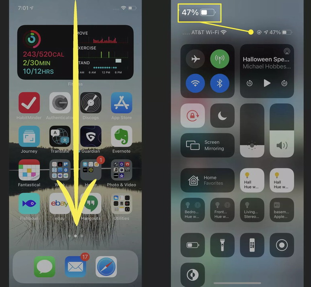 Afficher le pourcentage de batterie sur iPhone 12