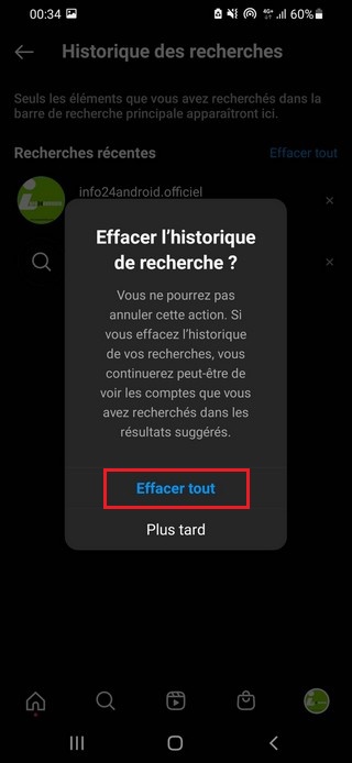 Comment effacer historique des recherches