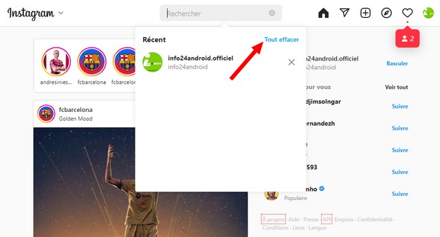 Comment supprimer l'historique de recherche Instagram