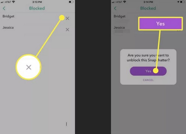 Débloquer une personne sur Snapchat