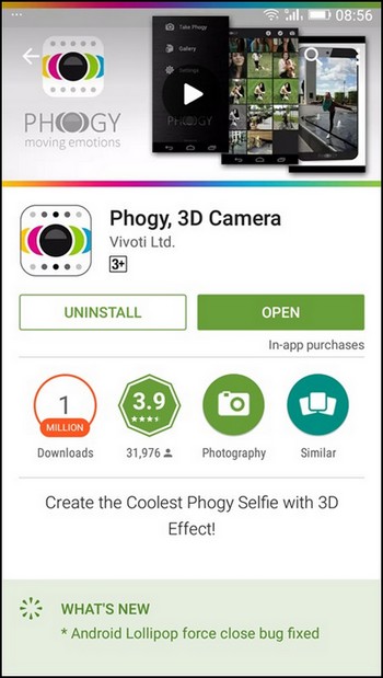 Installer Phogy, 3D Caméra