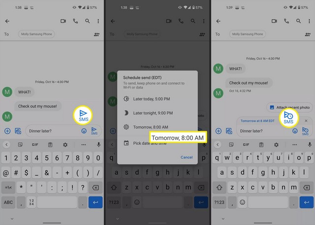 comment programmer un sms sur android