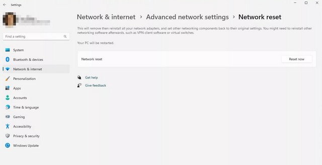Réinitialiser les paramètres réseau de Windows 11