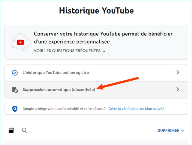 Supprimer l'historique de recherche YouTube