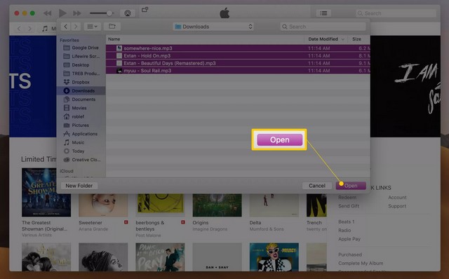 Ajouter de la musique à iTunes à l'aide de raccourcis