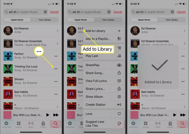 Ajouter de la musique à votre bibliothèque dans Apple Music