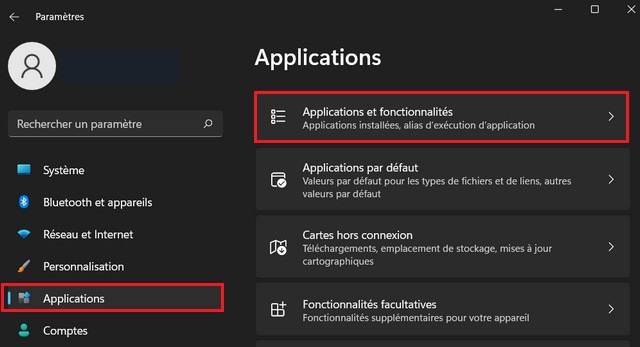 Applications et fonctionnalités