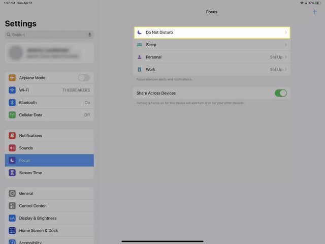 Appuyer sur Ne pas déranger