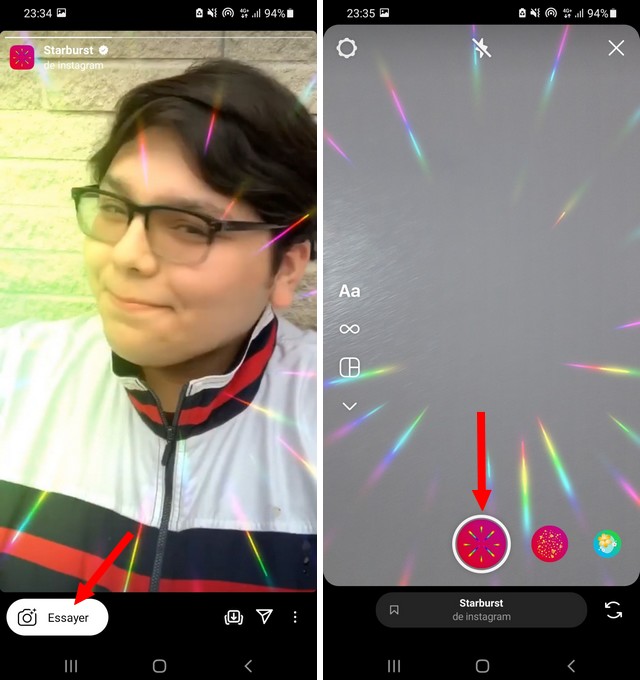 Appuyer sur un filtre