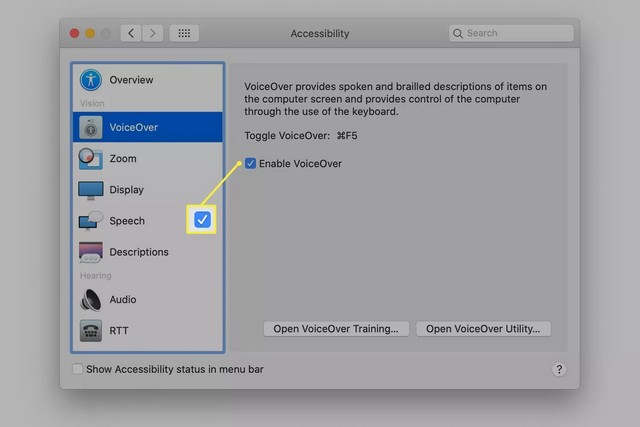 Désactiver VoiceOver sur un Mac
