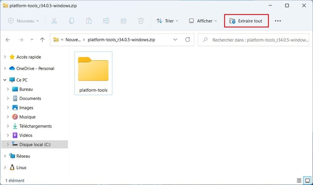 Extraire platform-tools