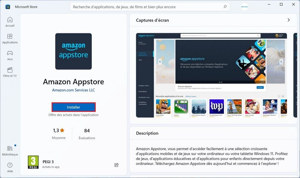 Installer Amazon Appstore