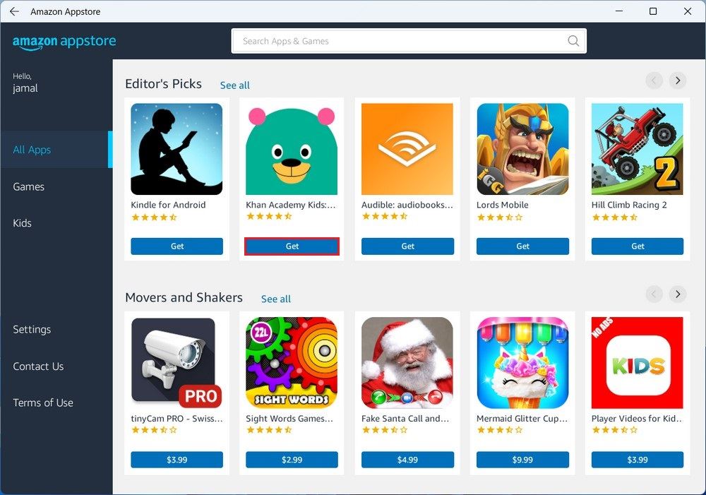 Installer les applications Android depuis Amazon Appstore