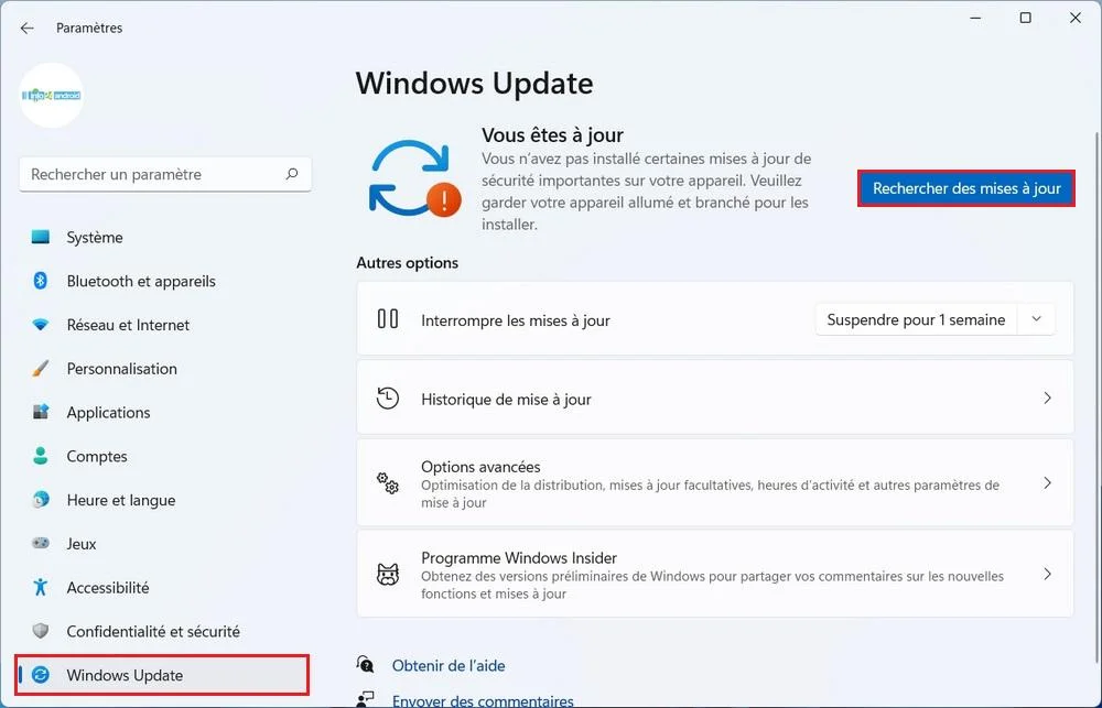 Installer les mises à jour Windows en attente