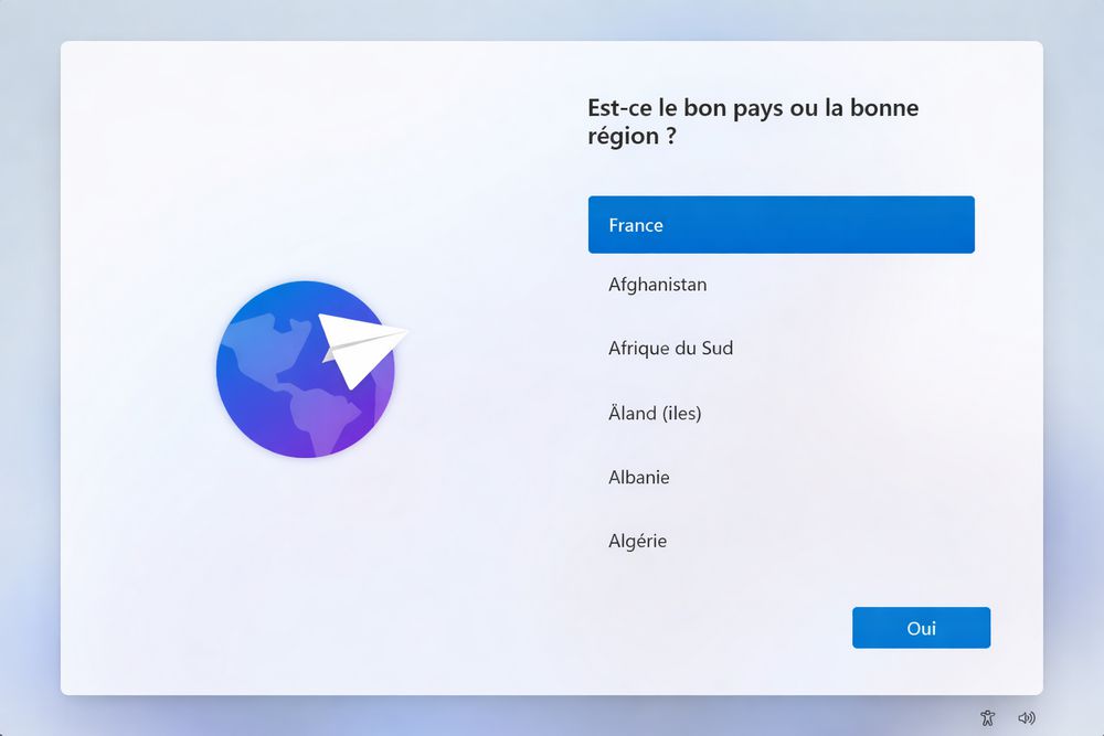 La page des paramètres de région - Windows 11