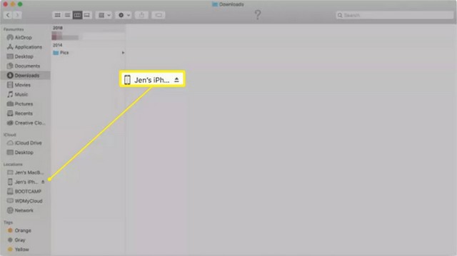 La section Emplacements du Finder