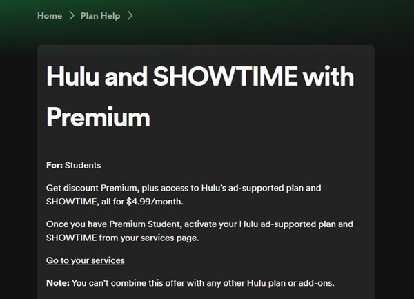Obtenir Hulu gratuitement à partir de Spotify Premium