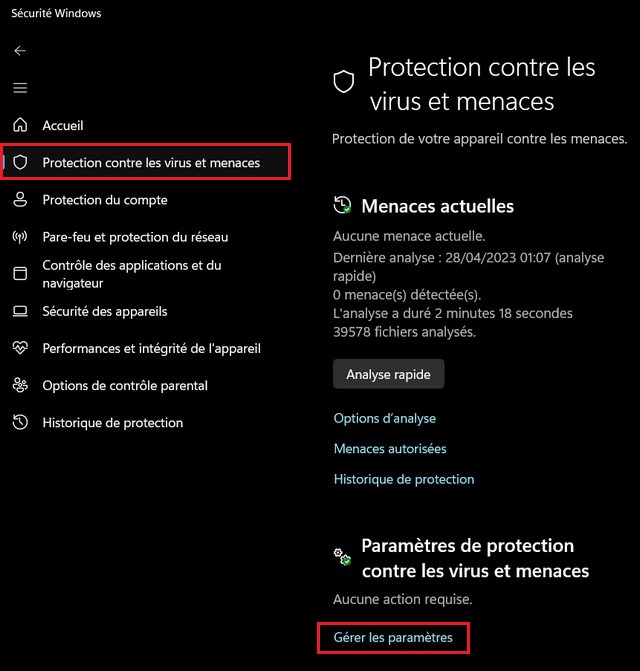 Protection contre les virus et menaces