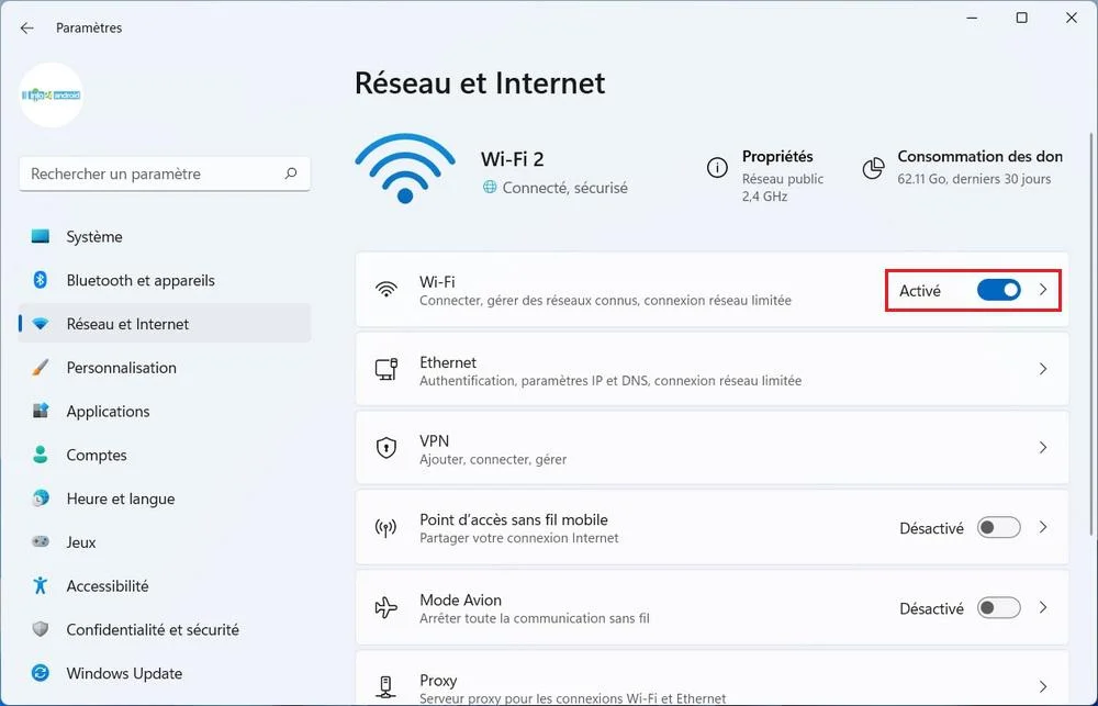 Réactiver le Wi-Fi manuellement