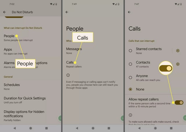 Régler les paramètres Ne pas déranger