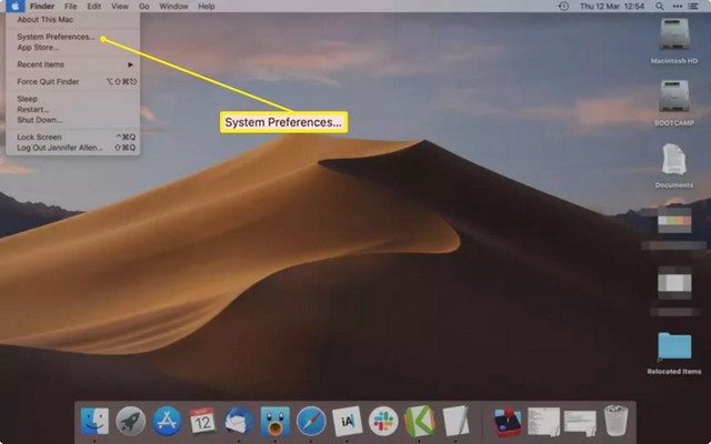 Sélectionner Préférences Système