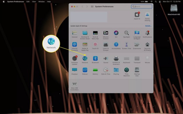 Sélectionner l'icône Réseau