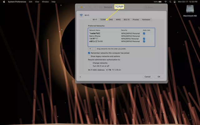 Sélectionner l'onglet TCP-IP