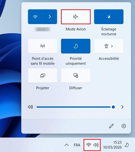 Vérifier que le mode Avion est désactivé