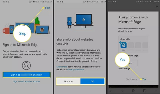 Installer et utiliser Microsoft Edge sur Android
