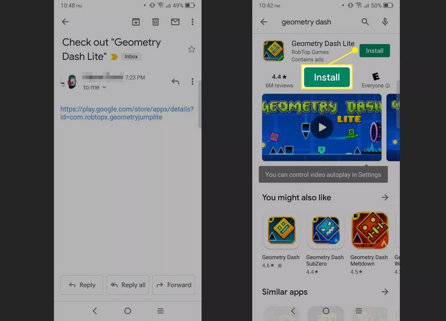 Installer une application Google Play Store à partir du lien