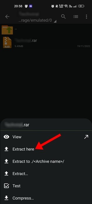 Ouvrer les fichiers RAR sur Android à l'aide de ZArchiver