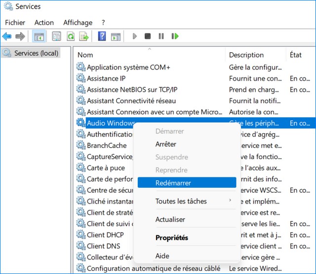 Réinitialiser les services audio dans Windows 11
