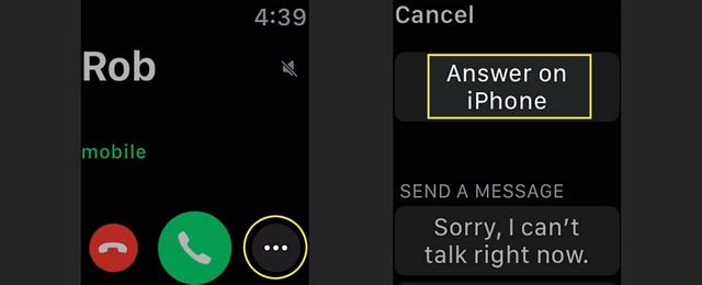 Transférer un appel Apple Watch vers iPhone