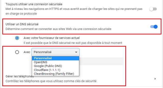 Activer DNS over HTTPS dans Google Chrome