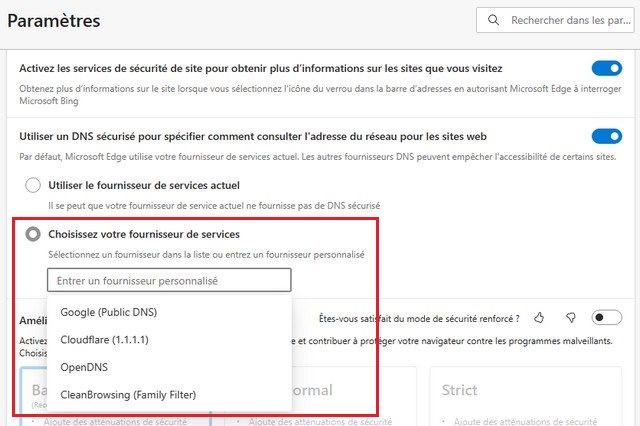 Activer DNS over HTTPS sur Microsoft Edge