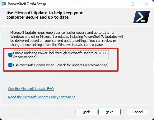Activer la mise à jour de PowerShell