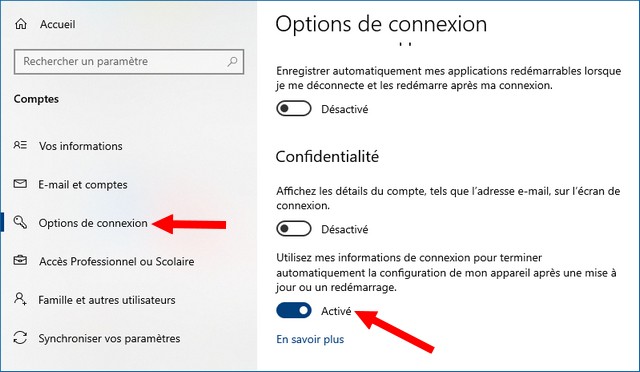 Ajustez vos paramètres de redémarrage