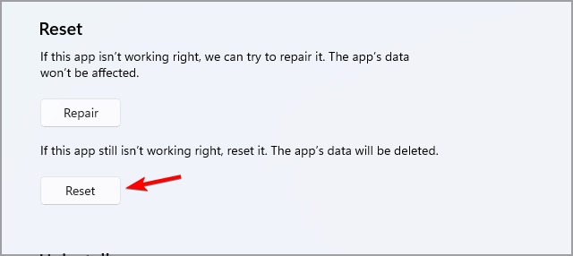 Cliquer sur Réinitialiser