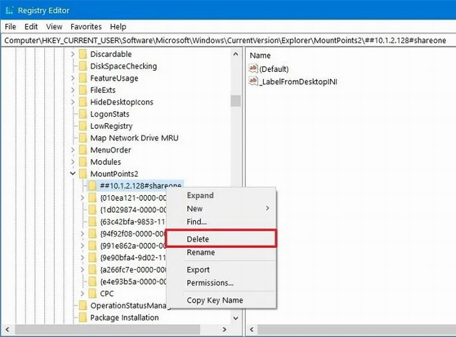 Cliquez avec le bouton droit sur le lecteur mappé