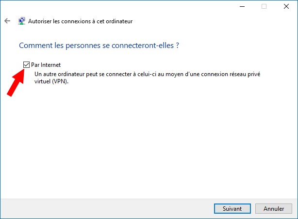 Cocher l'option Par Internet