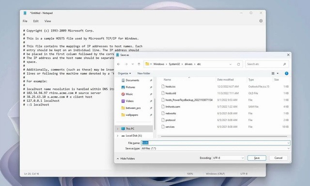 Comment réinitialiser le fichier HOSTS sur Windows 11