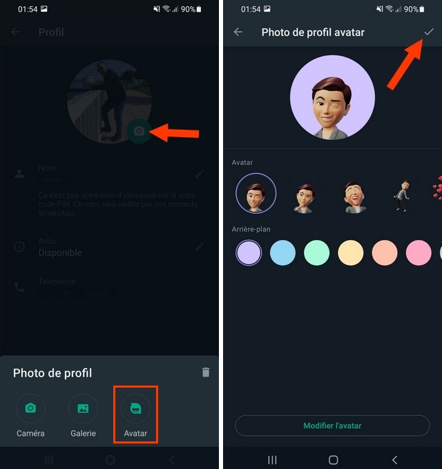 Définir votre avatar WhatsApp comme photo de profil