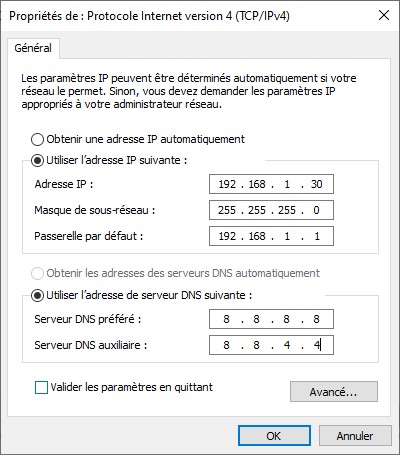 Définissez votre adresse IP manuellement