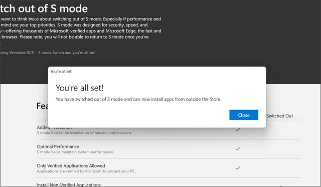 Désactiver le mode S sur Windows 11