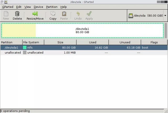 GParted - logiciel de partition de disque