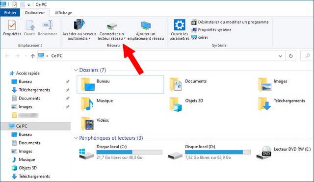 Mapper un lecteur réseau sur Windows 10