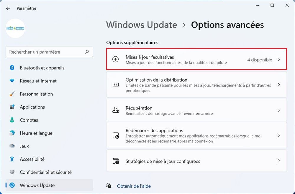 Mettre à jour le pilote audio à partir de Windows Update