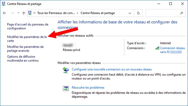 Modifier les paramètres de la carte